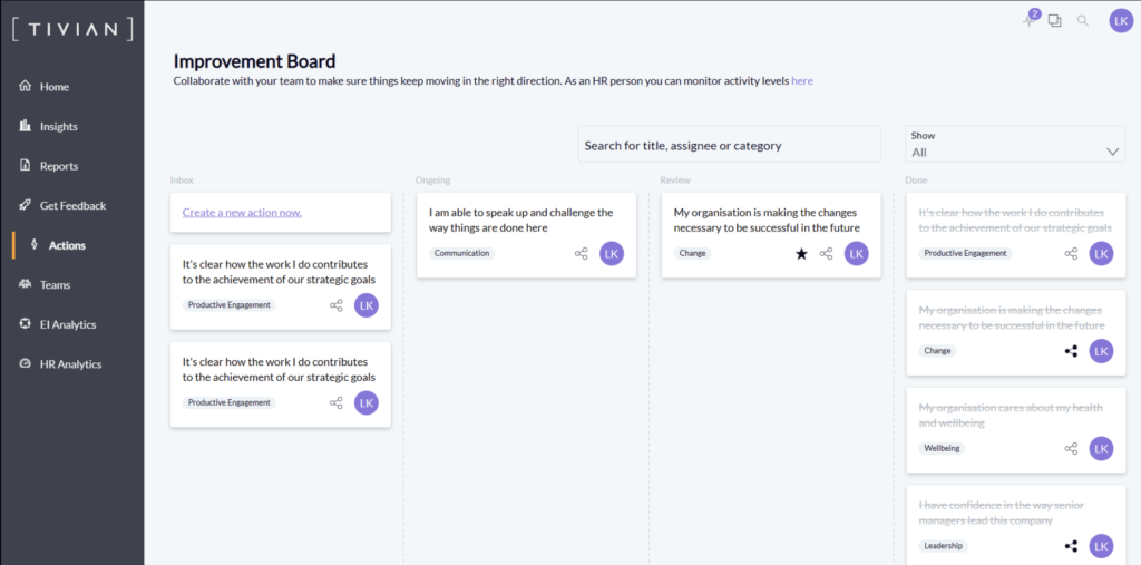 actions dashboard
